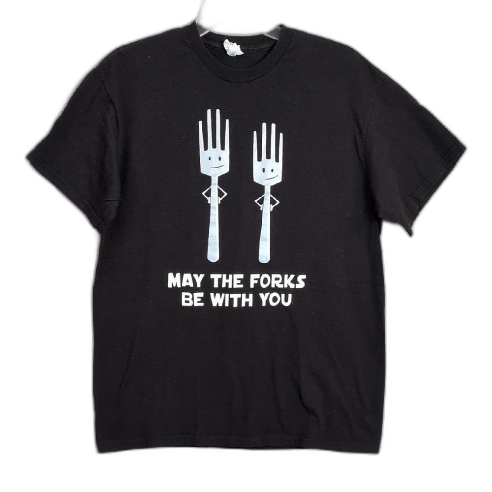 MAY THE FORKS BE WITH YOU Funny Graphic Tee Adult L